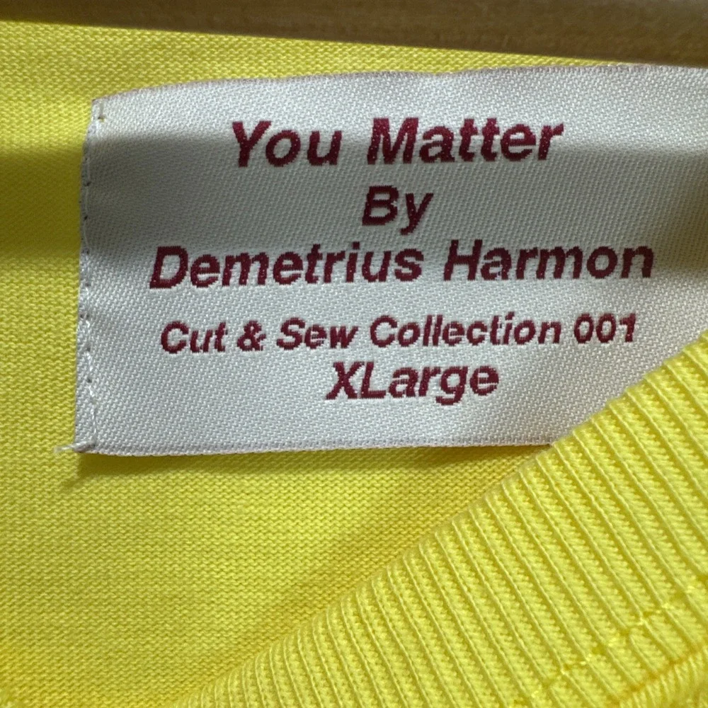 You‎ Matter By Demetrius Harmon Cut And Sew 001 Yellow Tshirt Size XL - Picture 3 of 8